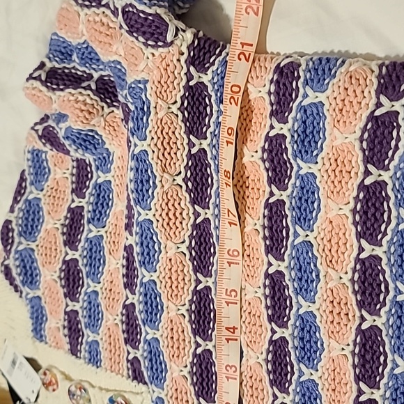 NTW Find Me Now Free People Confetti Crochet Polo Sweater Size M/L - Picture 6 of 6